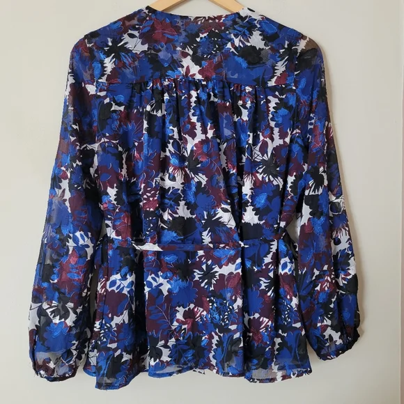 Whistles Women's Multicolour Floral Williamsburg Jacquard Long Sleeve Blouse Top - Picture 3 of 10